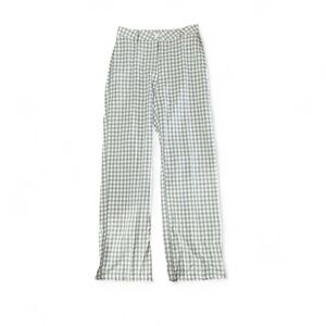 Green Linen Checkered Pants